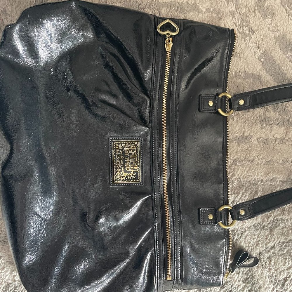 black leather coach bag great condition